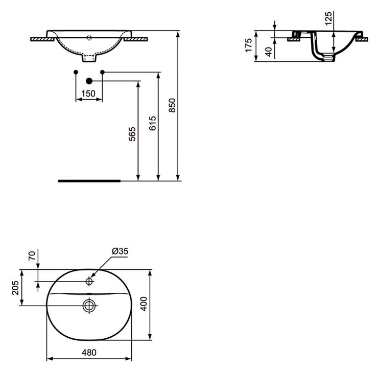 Рукомойник Ideal Standard Connect E503801 (48 см)