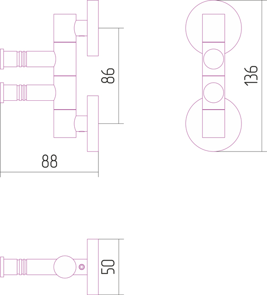 Держатель полотенец ВЕЕР-2 поворотный / L 88 (Золото), арт.03-3010-2088