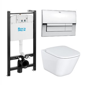 Комплект Roca The Gap 893104100 подвесной унитаз + инсталляция + кнопка (пр-во РФ)