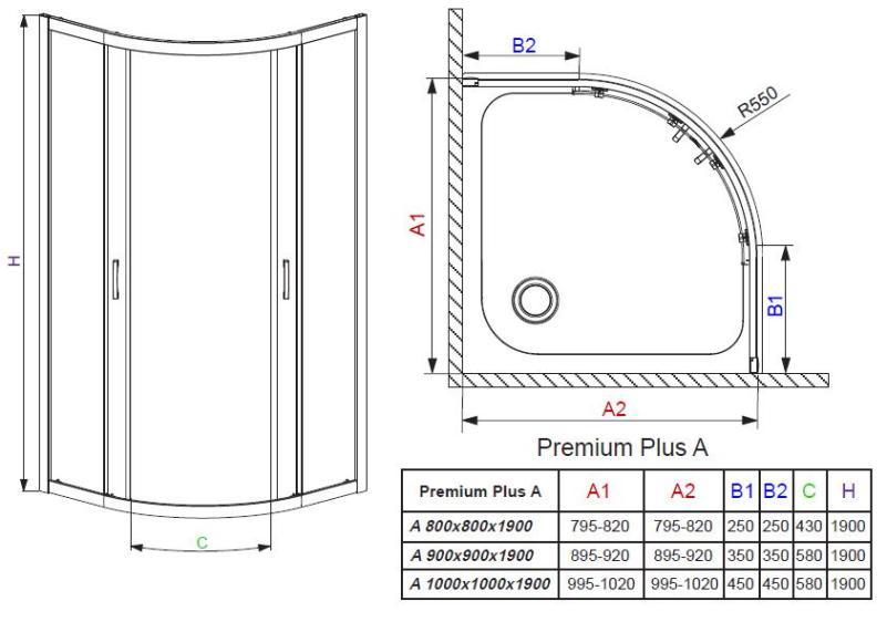 Душевой уголок Radaway Premium Plus A 90x190 стекло фабрик