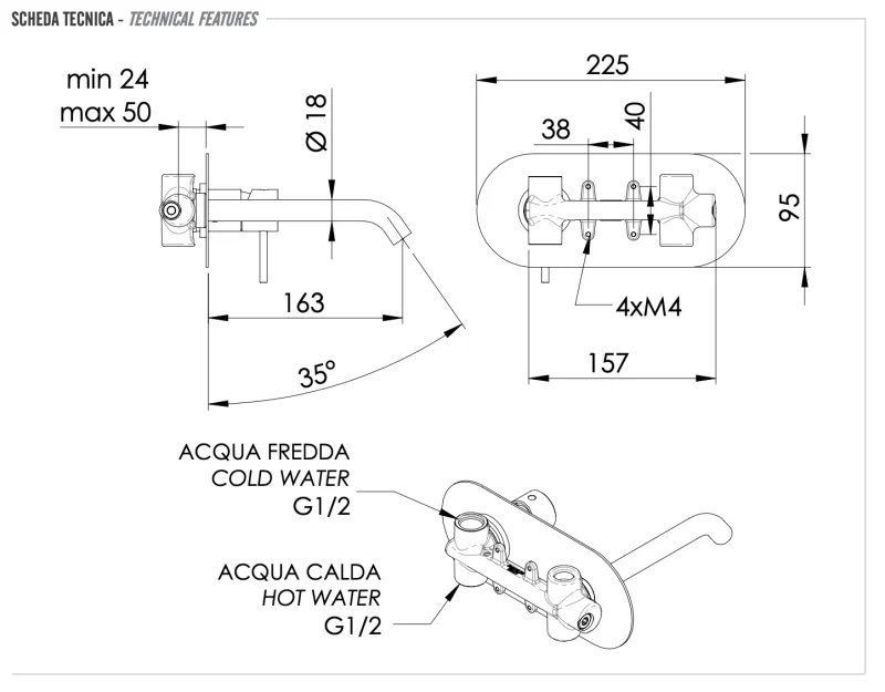 Смеситель для раковины Remer X Style X15, хром