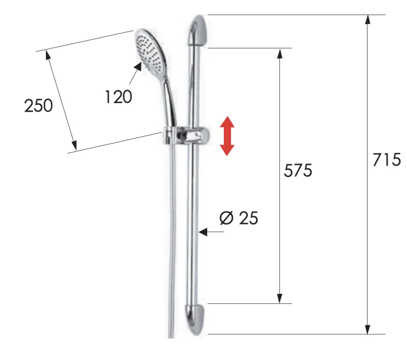 Душевая стойка с ручным душем и шлангом Remer 311F315P3, хром