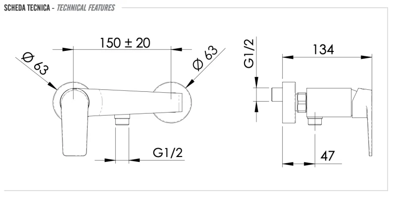 Смеситель для душа Remer Dream D33, хром