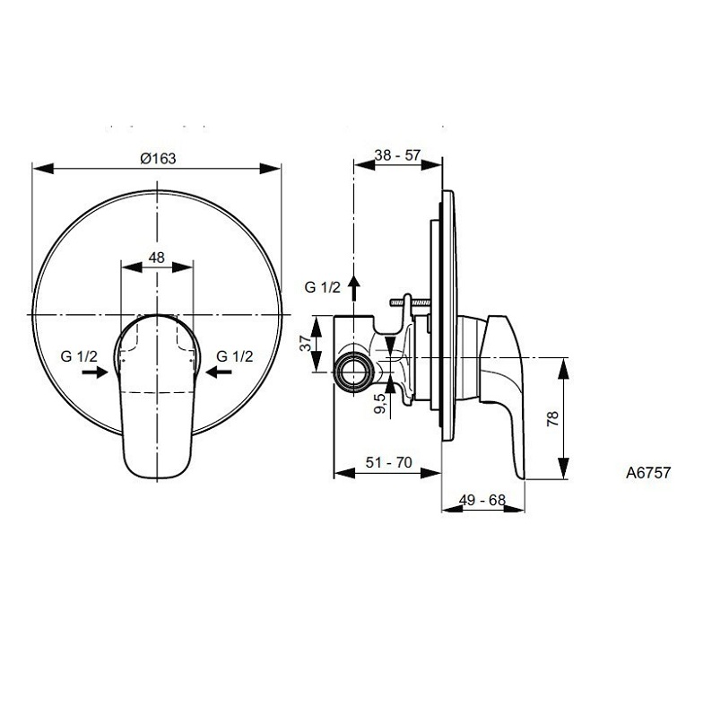 Смеситель для душа Ideal Standard Ceraflex A6757AA