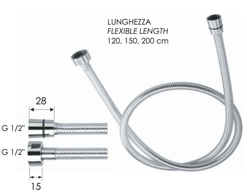 Шланг для душа ПВХ Remer 332CNBC150 150 cм, хром