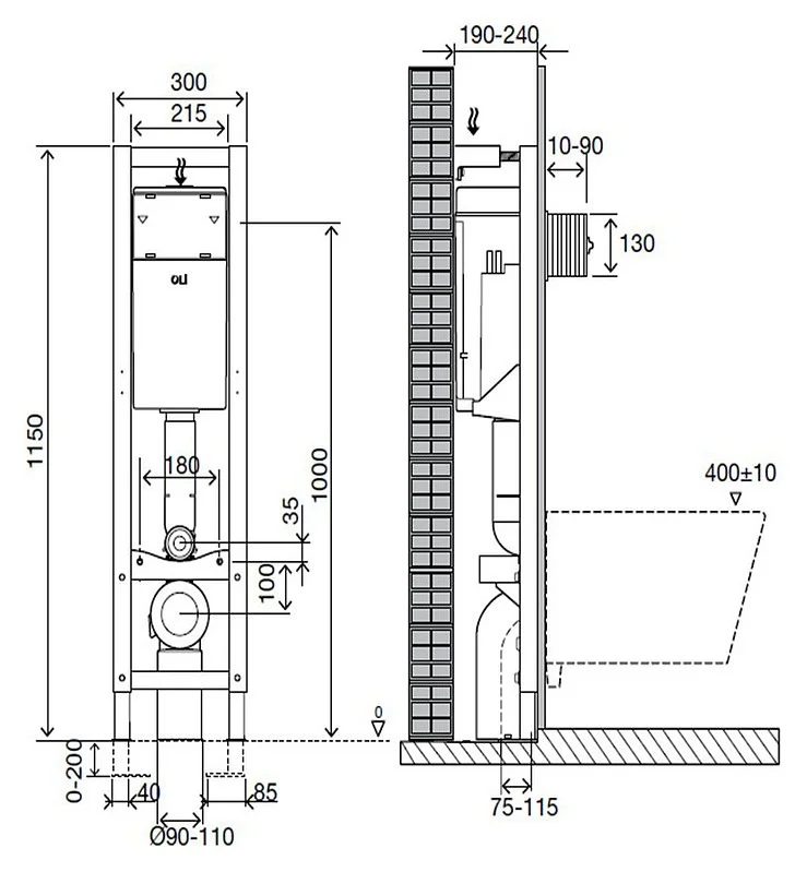 Инсталляция для унитазов OLI Quadra 722019 (Узкая 30 см)