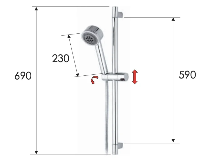 Душевая стойка с ручным душем и шлангом Remer 315R321HG, хром