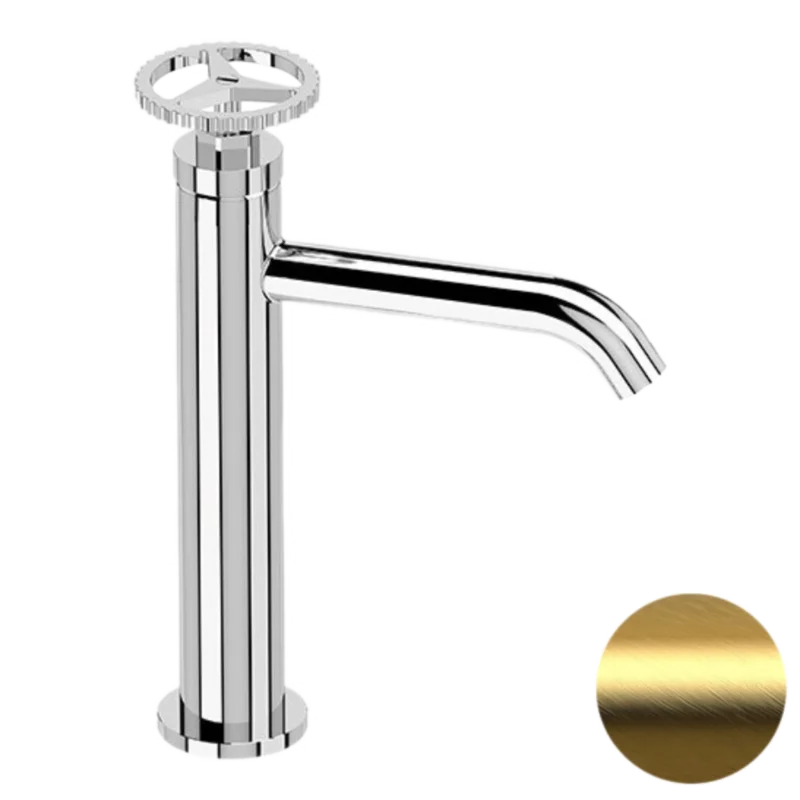 Смеситель для раковины Remer Chrono CH12ABG, золото брашированное