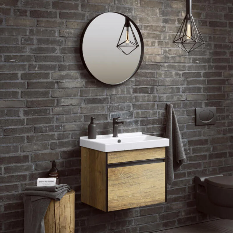 AQWELLA Urban подвесная тумба под умывальник 50 см, цвет дерево темное