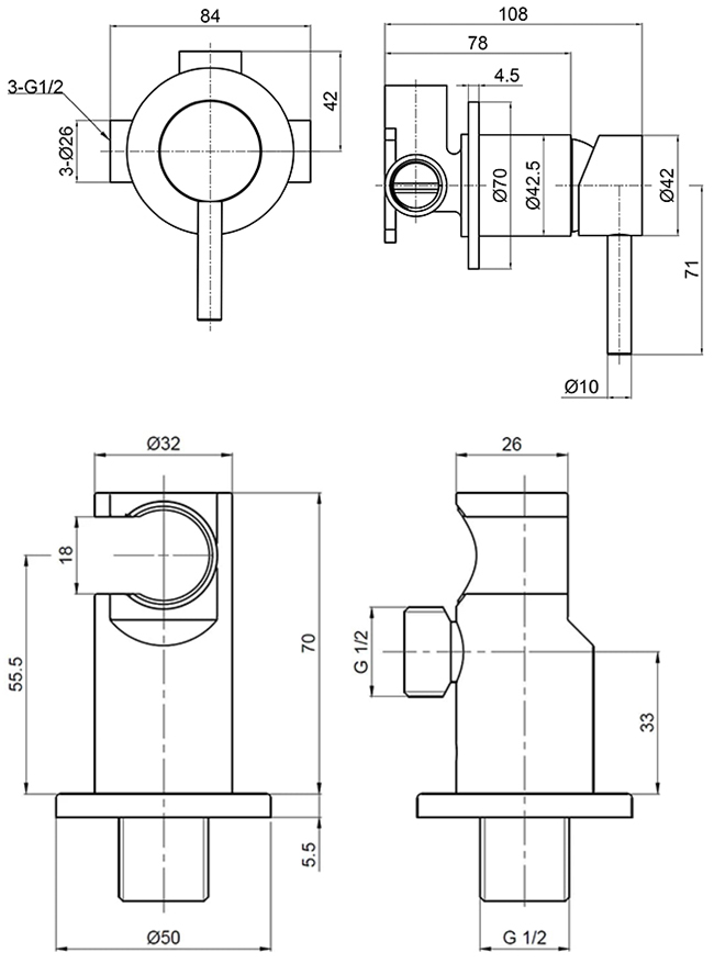 AQMS144CR Комплект гигиенического душа хром