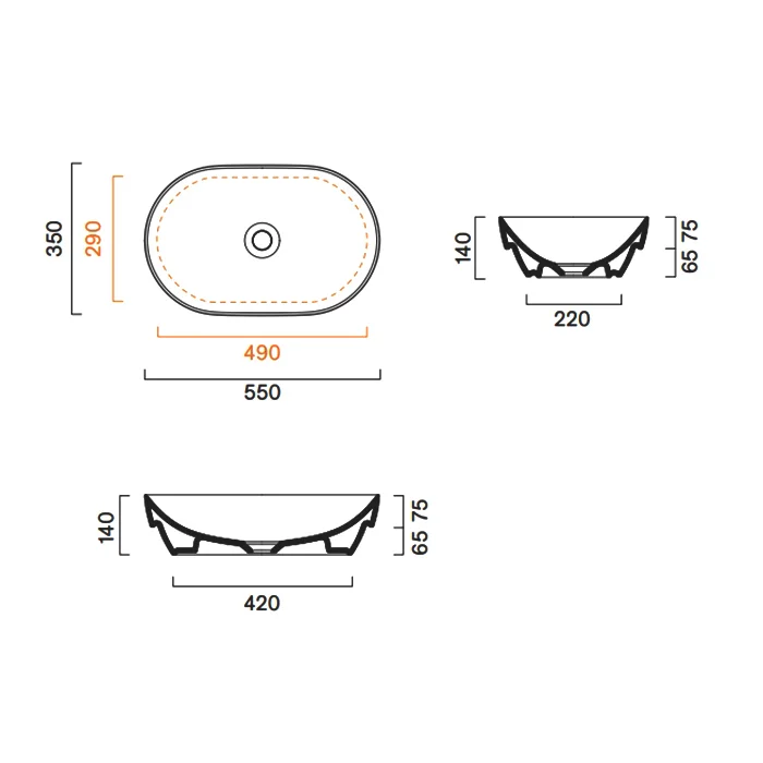 Раковина Catalano Sfera 55х35, арт.0524550001, белый глянцевый