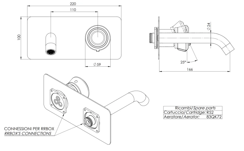 Смеситель для раковины Remer Element ET15KBXV, сталь