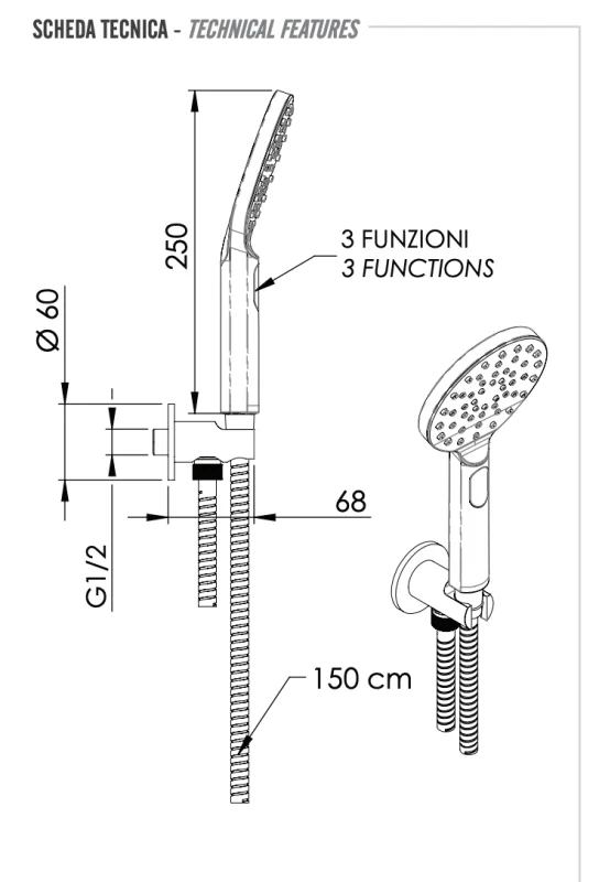 Комплект для душа Remer 337M318MP, хром