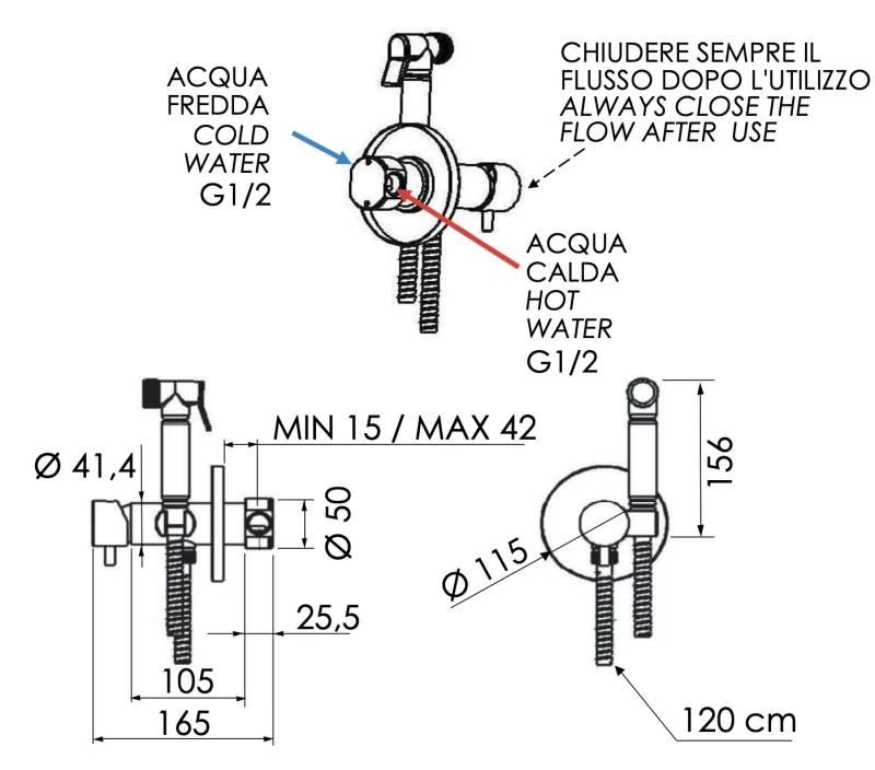 Гигиенический душ со смесителем Remer Minimal N65BO, белый матовый