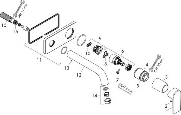 Смеситель для умывальника Hansgrohe Vernis Shape скрытого монтажа 207мм хром для монтажного BOX'a 13622180