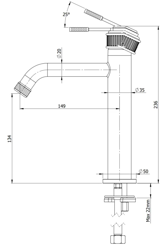 Смеситель для раковины Remer Atelier AL12ACFP, черный брашированный хром