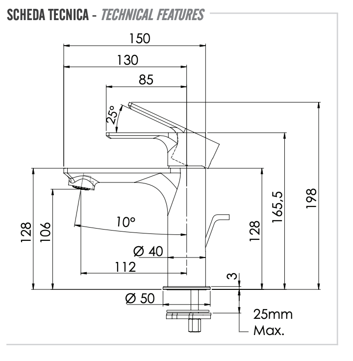 Смеситель для раковины Remer Energy EY10, хром