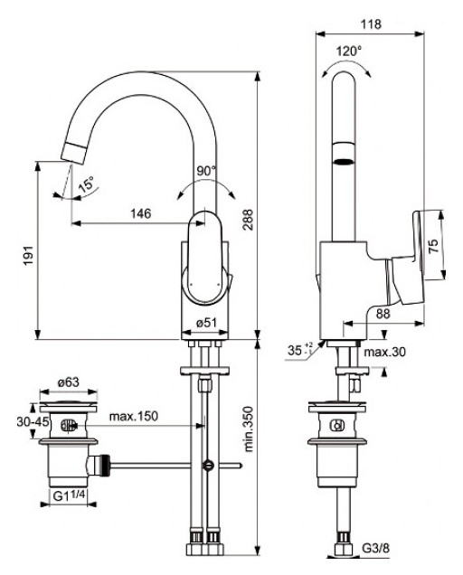 Смеситель Ideal Standard Vito B0410AA для раковины