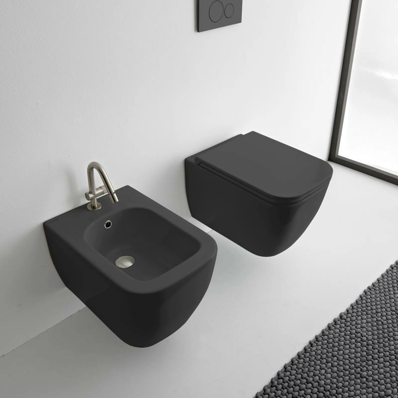 Унитаз подвесной Scarabeo Teorema 2.0 36x52 безободковый черный матовый, арт. 5126CL49