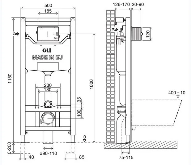 Инсталляция для унитаза OLI120 099949 + клавиша смыва Iplate хром 670004