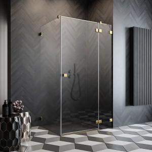 Душевая дверь Radaway Essenza Pro Gold KDJ 100R, 100 х 200 см, с неподвижной частью, стекло прозрачное, профиль золото, правая, 10097100-09-01R