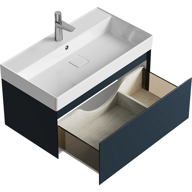 AQWELLA Geometria подвесная тумба с умывальником в комплекте 81 см, цвет серый матовый