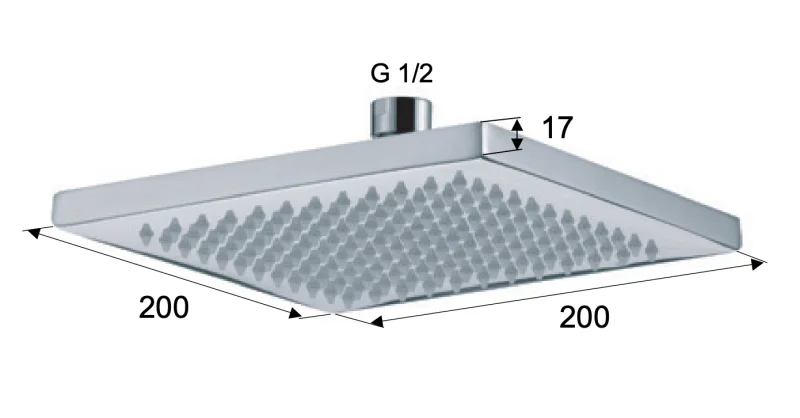 Верхний душ с шарнирным соединением 20 см Remer 359SSBGX, золото брашированное