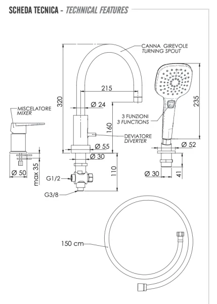 Смеситель для ванны Remer Dream D078CP, хром