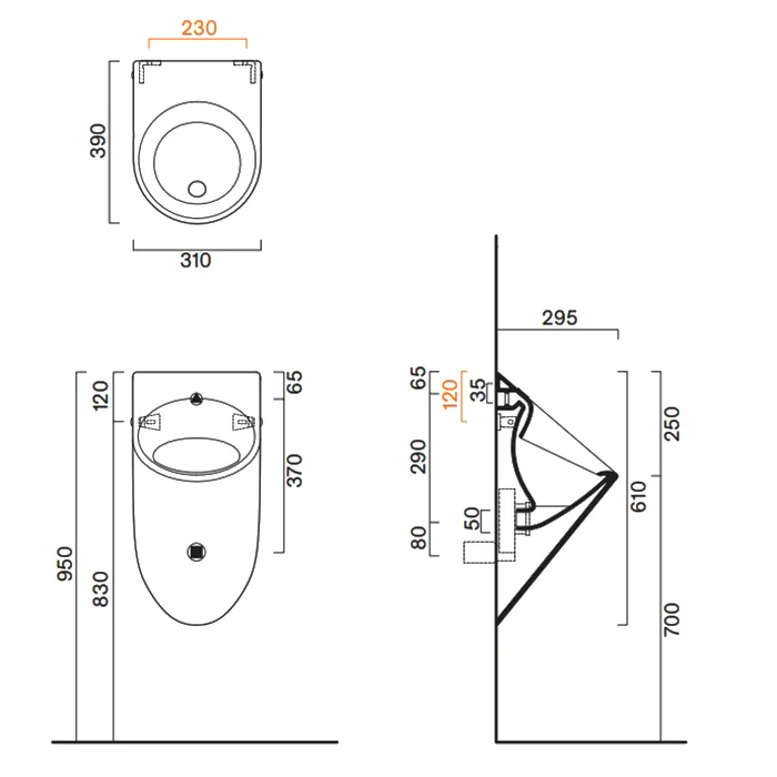 Писсуар Catalano Comfort 64 35x32 для установки крышки, арт.0932641001, белый глянцевый