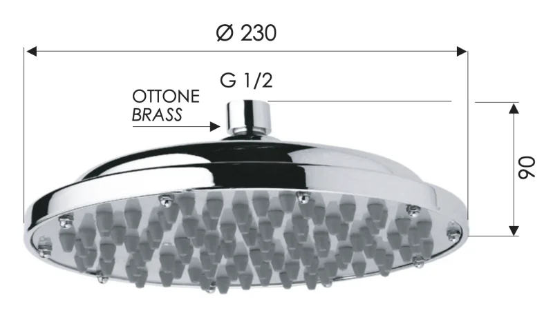 Верхний душ с шарнирным соединением 23 см Remer 35323X, хром