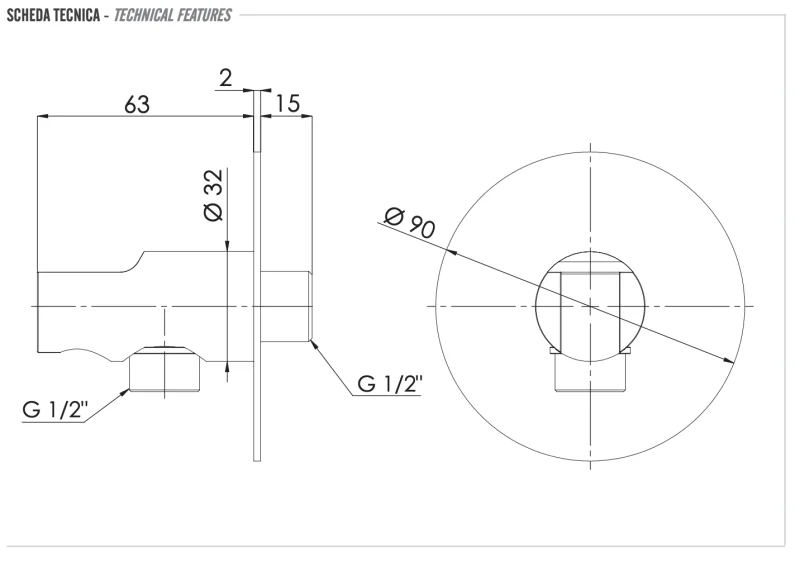 Держатель ручного душа с подключением шланга Remer 337X, хром