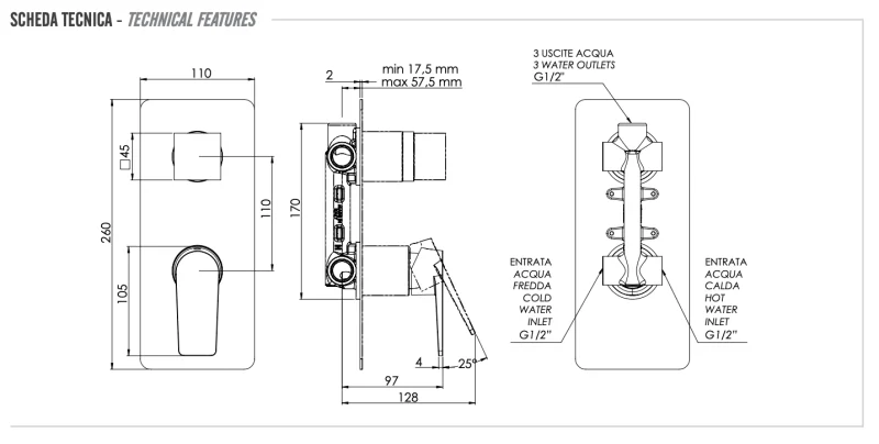 Смеситель для душа Remer Dream D93, хром
