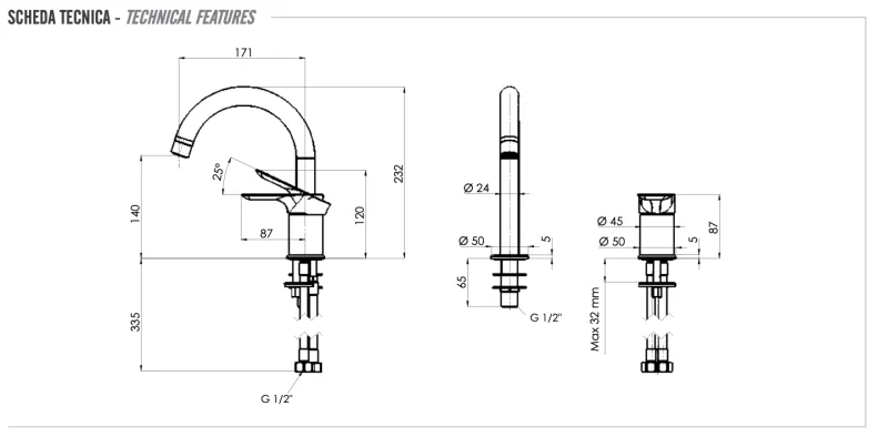 Смеситель для раковины Remer Infinity I57BG, золото брашированное