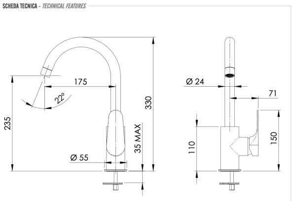 Смеситель для кухни Remer Class Line L72