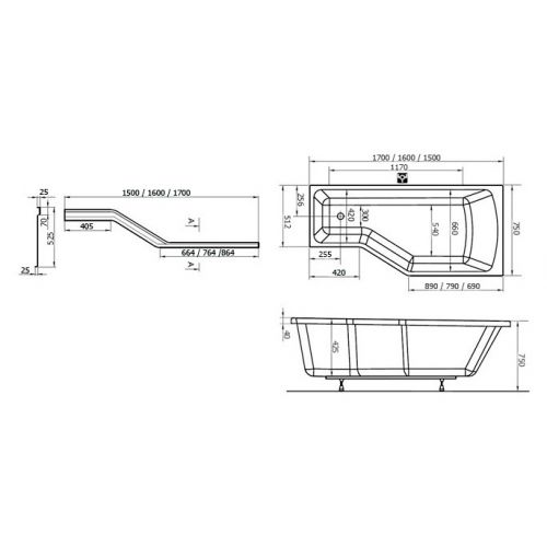 Экран Ravak Be Happy L 170 см