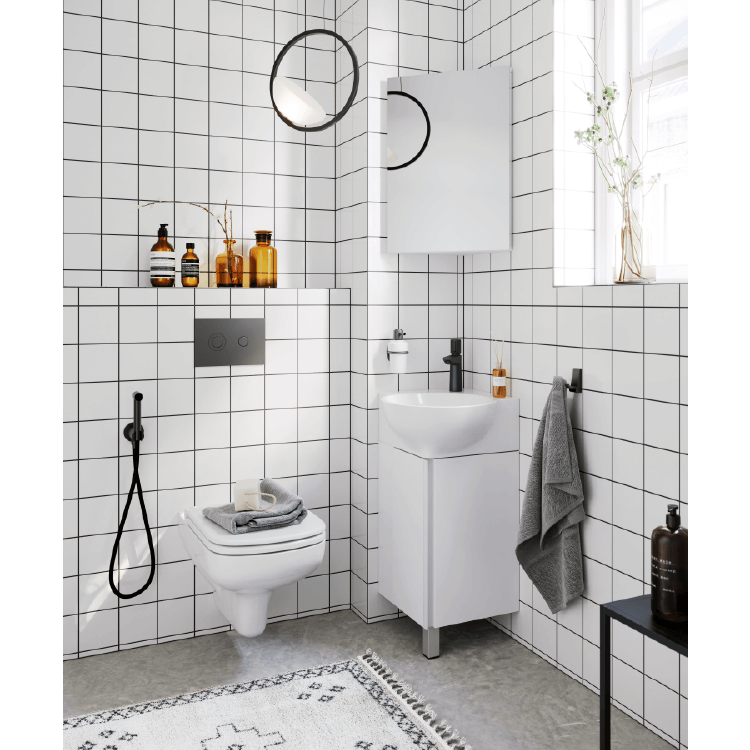 AQWELLA Porto напольная тумба с умывальником в комплекте 46 см, цвет белый глянцевый