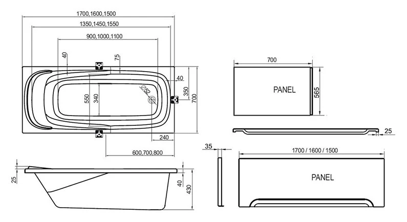 Ванна акриловая Ravak Vanda II 170x70