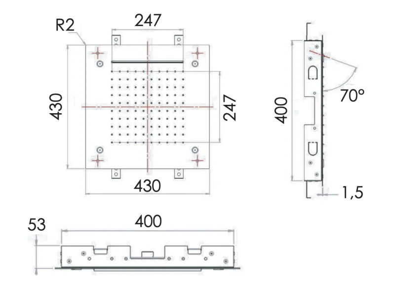 Верхний душ потолочный 43 см Remer 357SFS43NC, хром