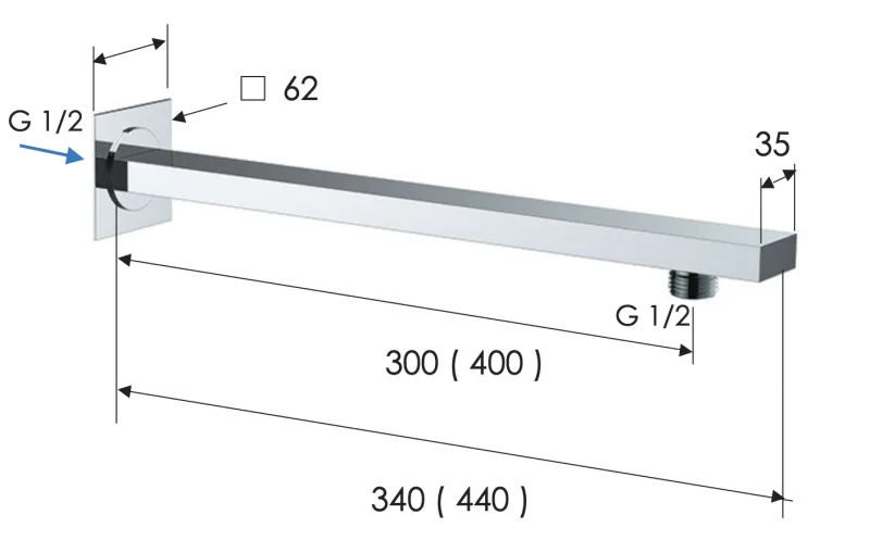 Кронштейн для верхнего душа 40 см Remer 348Q40, хром