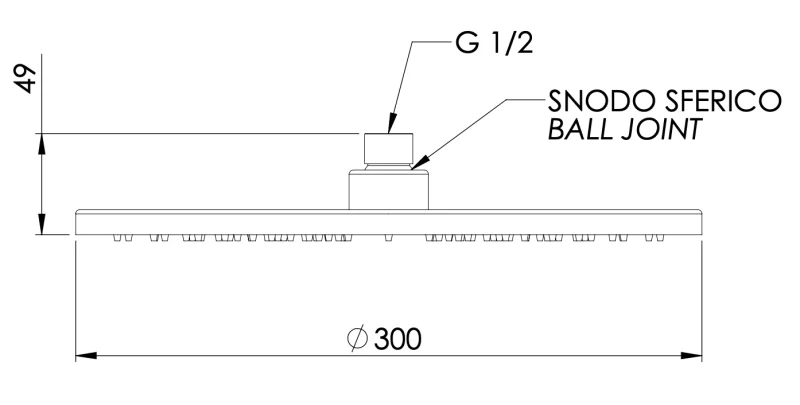Верхний душ с шарнирным соединением 30 см Remer 359MM30X, хром
