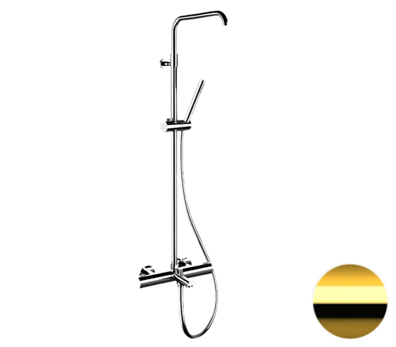 Душевая система термостатическая с изливом Remer Elegance EQ34A7MMSSOFDO, золото глянцевое