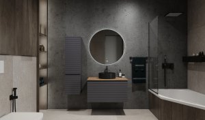 Тумба Jorno Cossety 80 подвесная, Антрацит/Дуб Крафт золотой