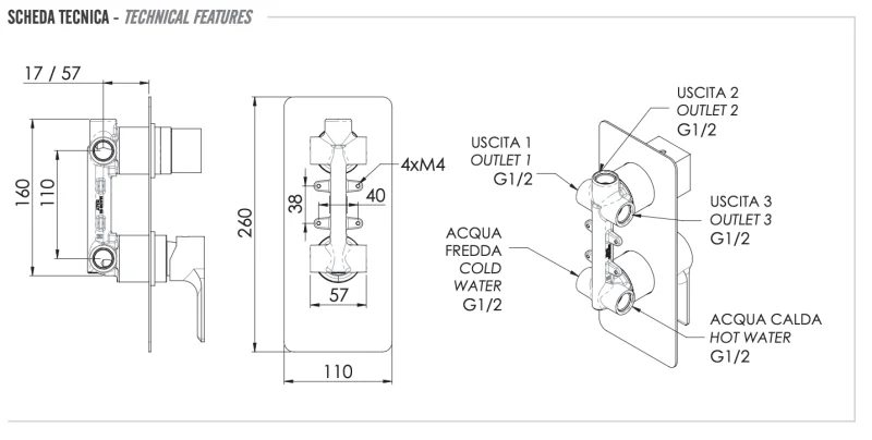 Смеситель для душа Remer Energy EY93, хром