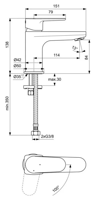 Смеситель Ideal Standard Cerafine Model O для раковины, хром, BC697AA