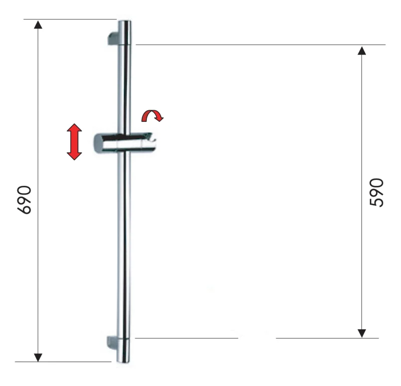 Душевая стойка 69 см Remer 315R, хром