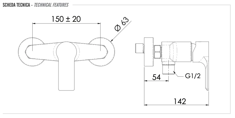 Смеситель для душа Remer Energy EY33, хром