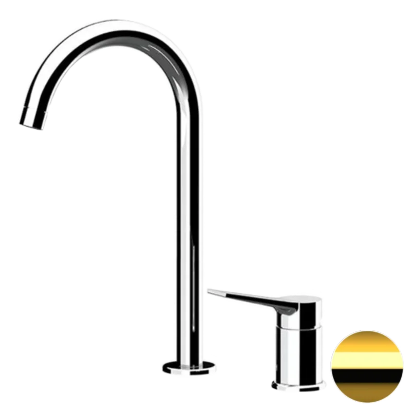 Смеситель для раковины Remer Slash SL57LDO, золото глянцевое