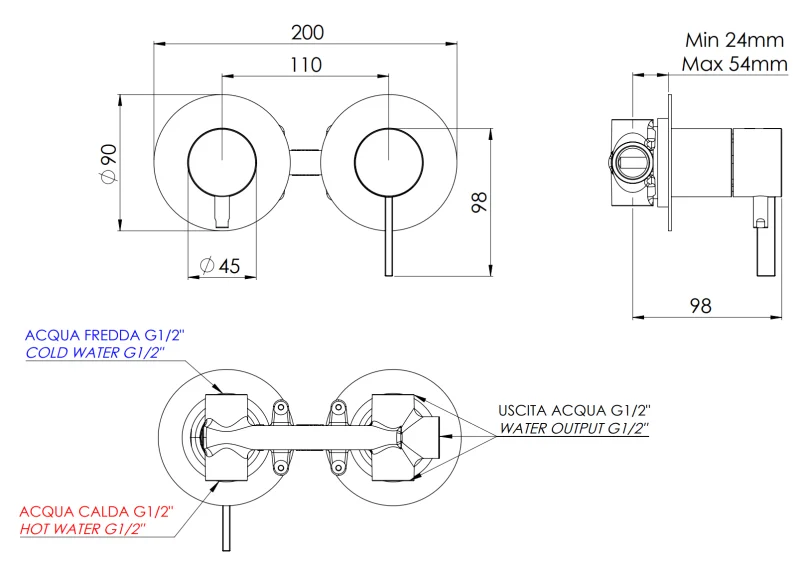 Смеситель для душа Remer Metrica MC93ZP, хром