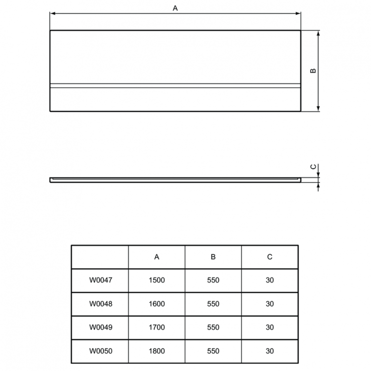Панель для ванны Ideal Standard Simplicity 180 см W005001