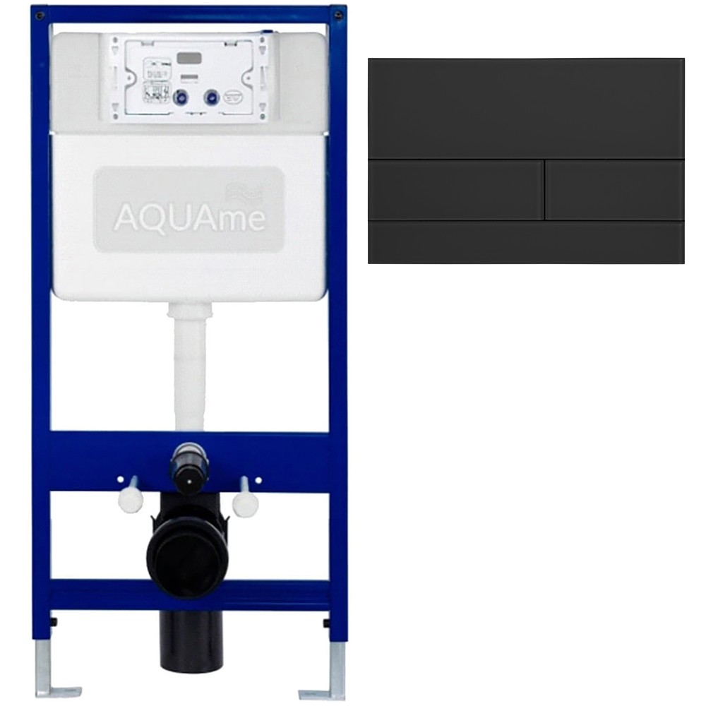 Комплект инсталляции для унитаза AQUAme (арт.AQM4002), высота 106 см, с кнопкой смыва AQM4116B (стекло, 24х16), черный